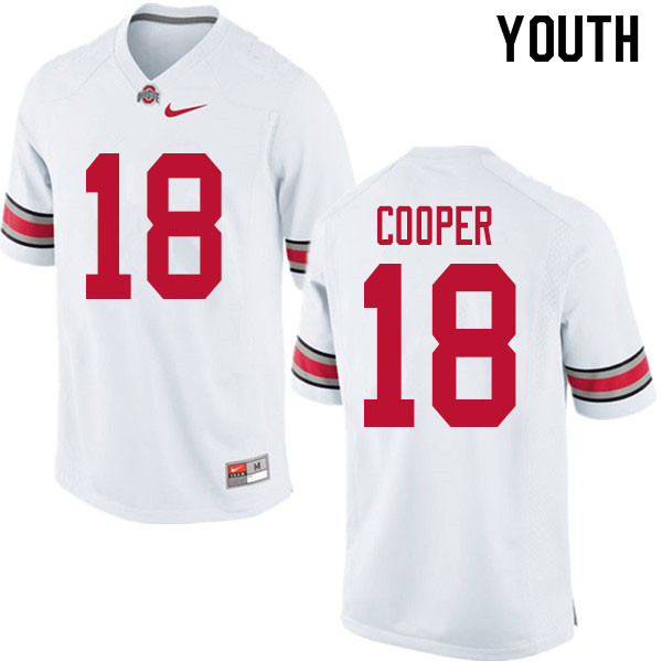 Ohio State Buckeyes Jonathon Cooper Youth #18 White Authentic Stitched College Football Jersey